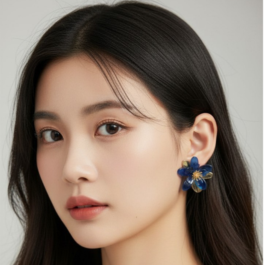 Elegant Blue Flower Earrings for Women