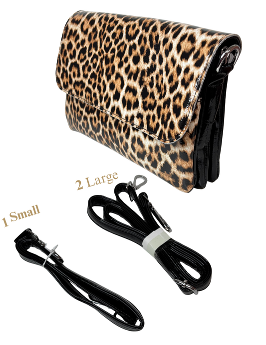 Leopard print clutch bag
