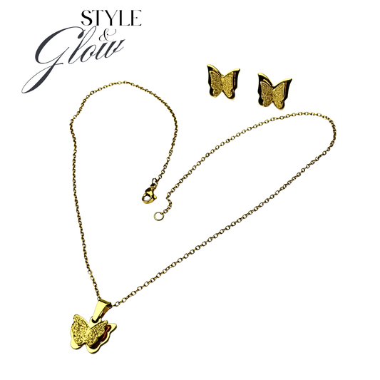 Stylish butterfly necklace with matching earrings