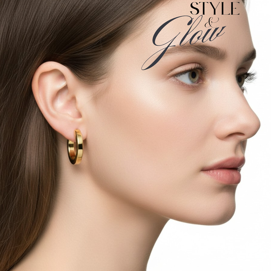 Gold Hoop & Stud Earrings Set