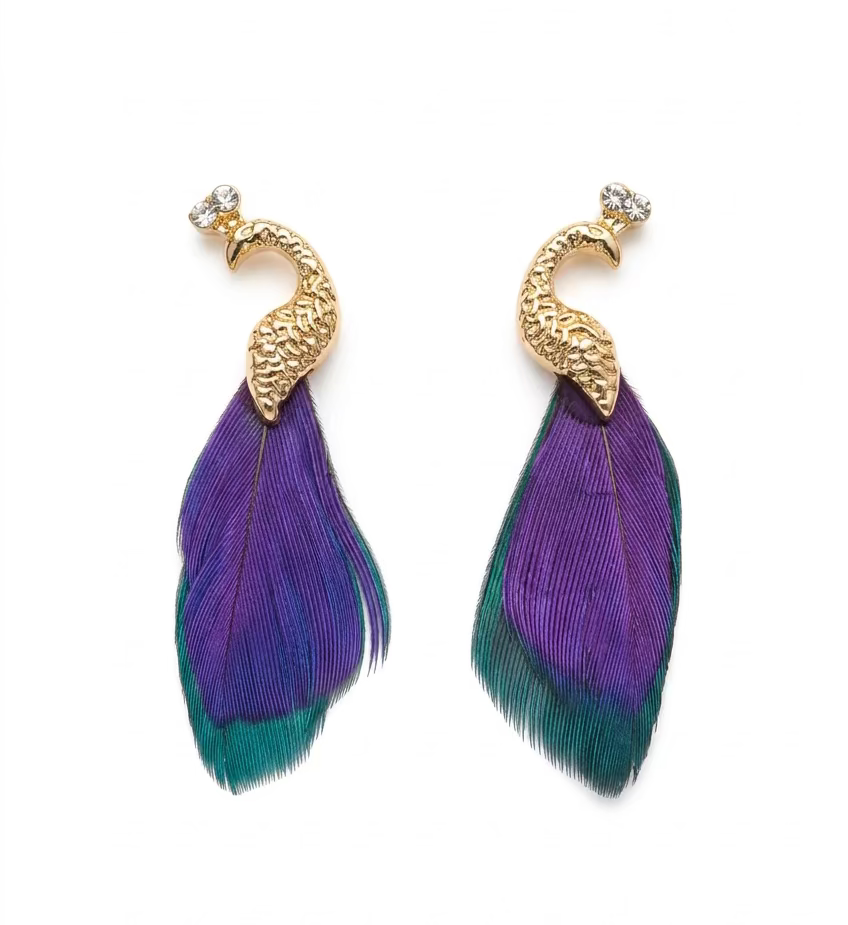Peacock Feather Earrings – Elegant Collection