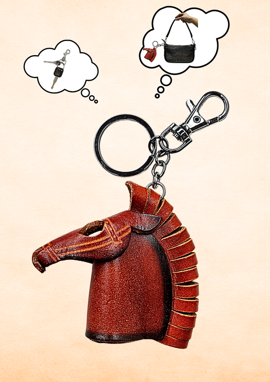 Horse Head Leather Keychain