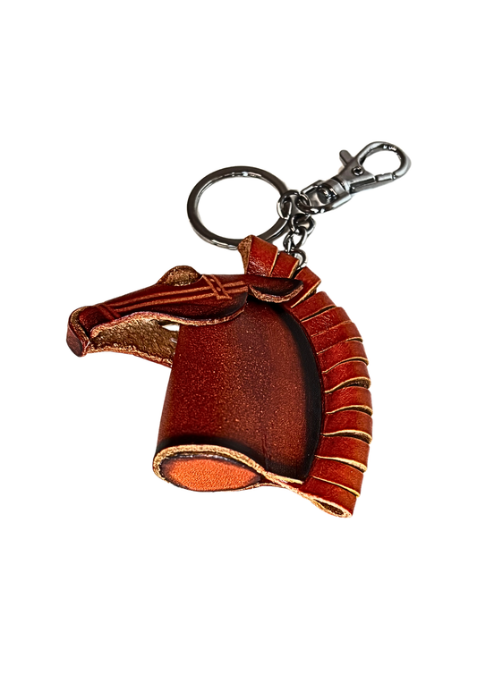 Horse Head Leather Keychain