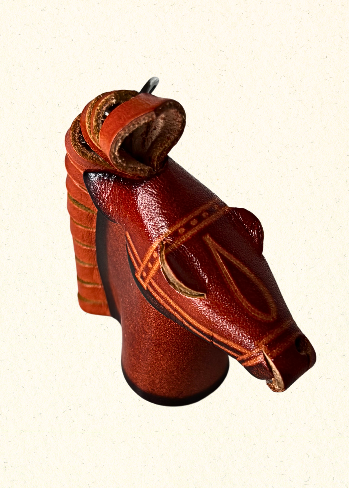 Horse Head Leather Keychain