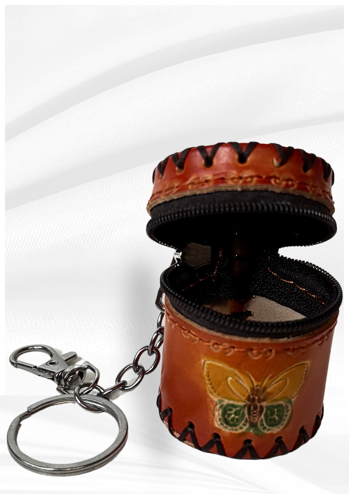 Mini Cylinder Coin Pouch Keychain
