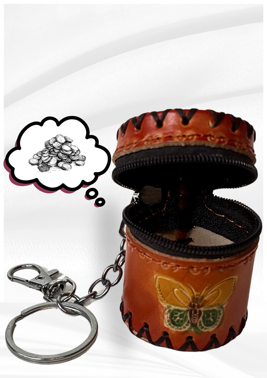 Mini Cylinder Coin Pouch Keychain