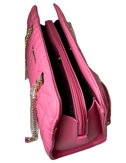 Pink Quilted Shoulder Handbag