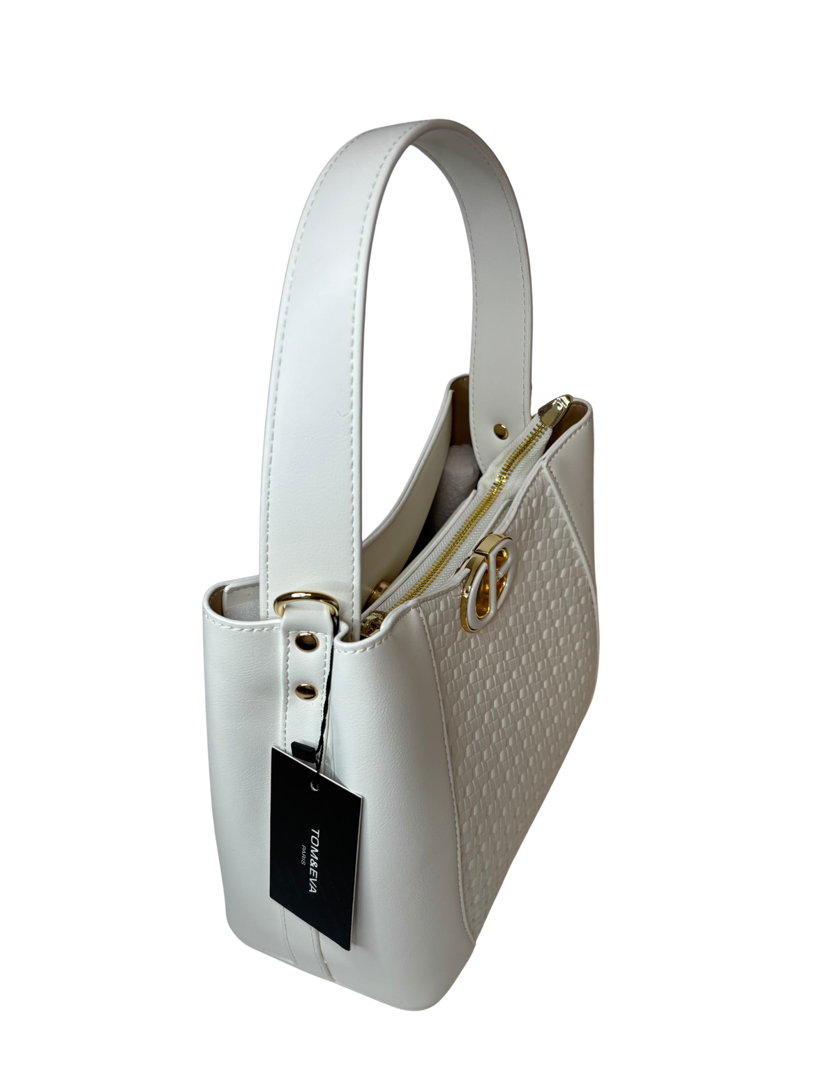 Textured white mini handbag