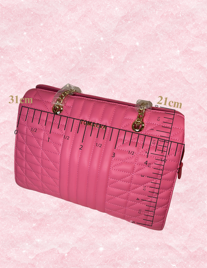 Pink Quilted Shoulder Handbag