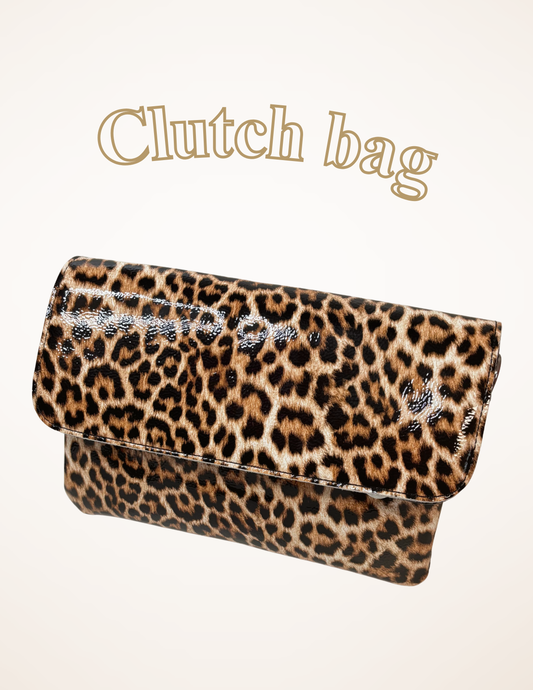Leopard print clutch bag