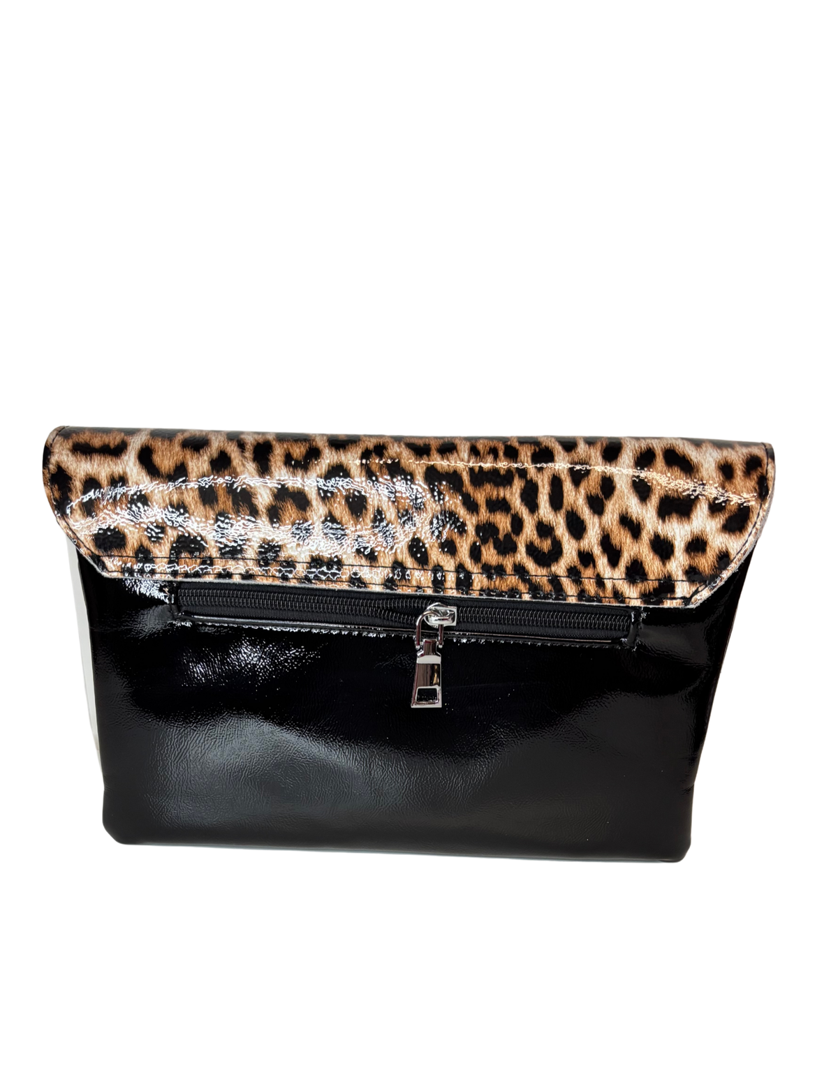 Leopard print clutch bag