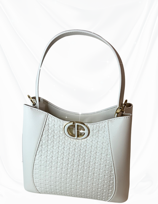 Textured white mini handbag