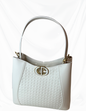 Textured white mini handbag