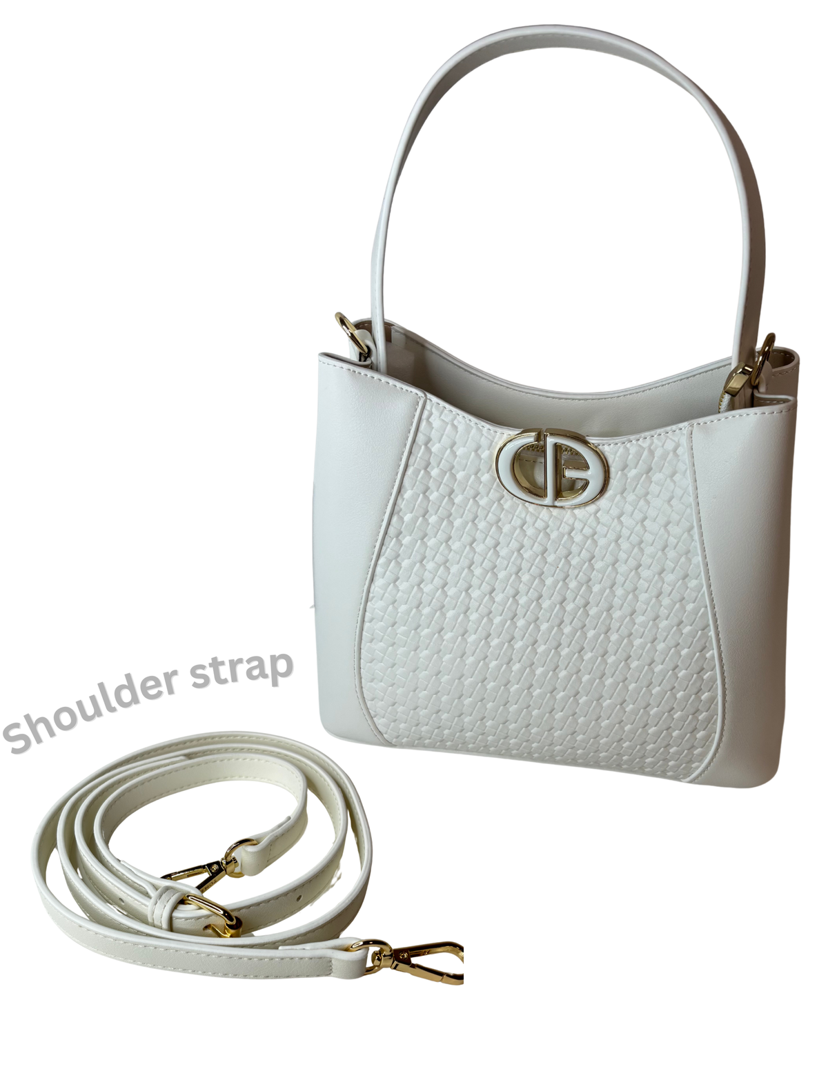 Textured white mini handbag