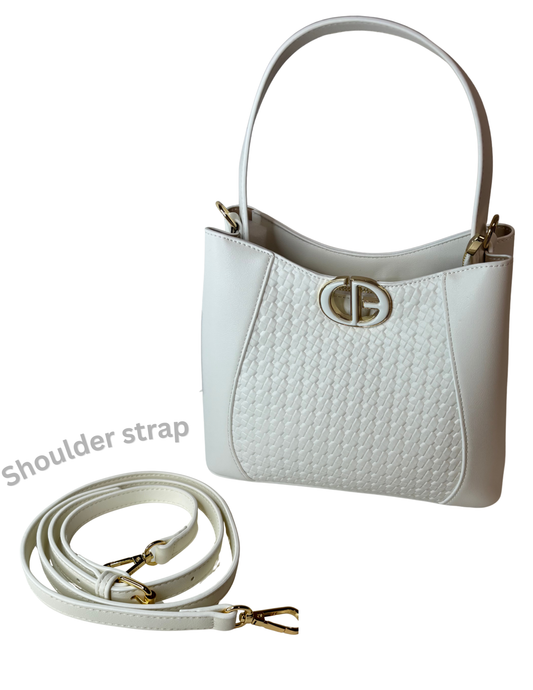 Textured white mini handbag