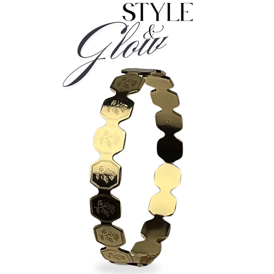One piece of Elegant Gold Hexagon Link Bracelet