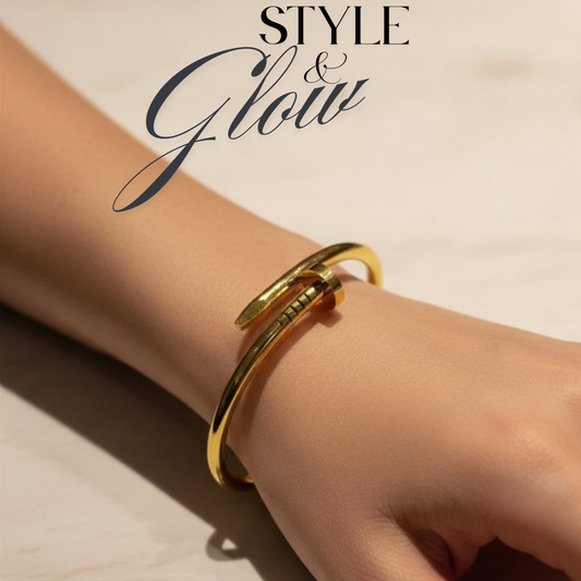 One piece Nail Design Gold Bracelet