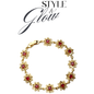 Floral Bracelet with Red Stones