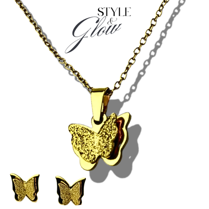Stylish butterfly necklace with matching earrings