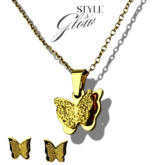 Stylish butterfly necklace with matching earrings