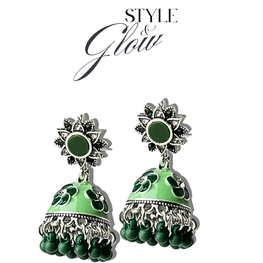 Green Jhumka Earrings for girls and womens
